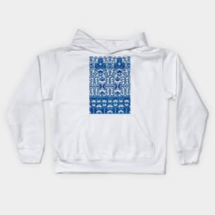 Blue and White Chinese Floral Ornamental Pattern Kids Hoodie